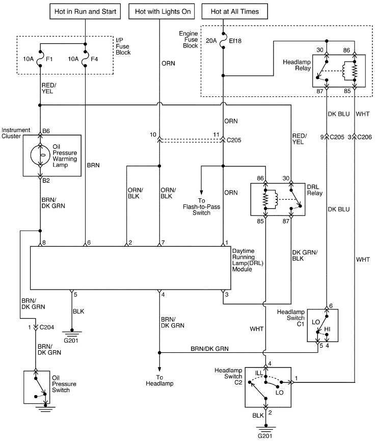 schemat elektryczny wiate do jazdy dziennej DRL matiz